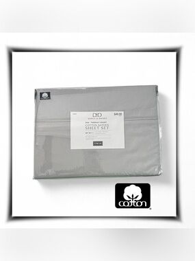 Cotton Sateen Twin Sheet Set — Light Gray